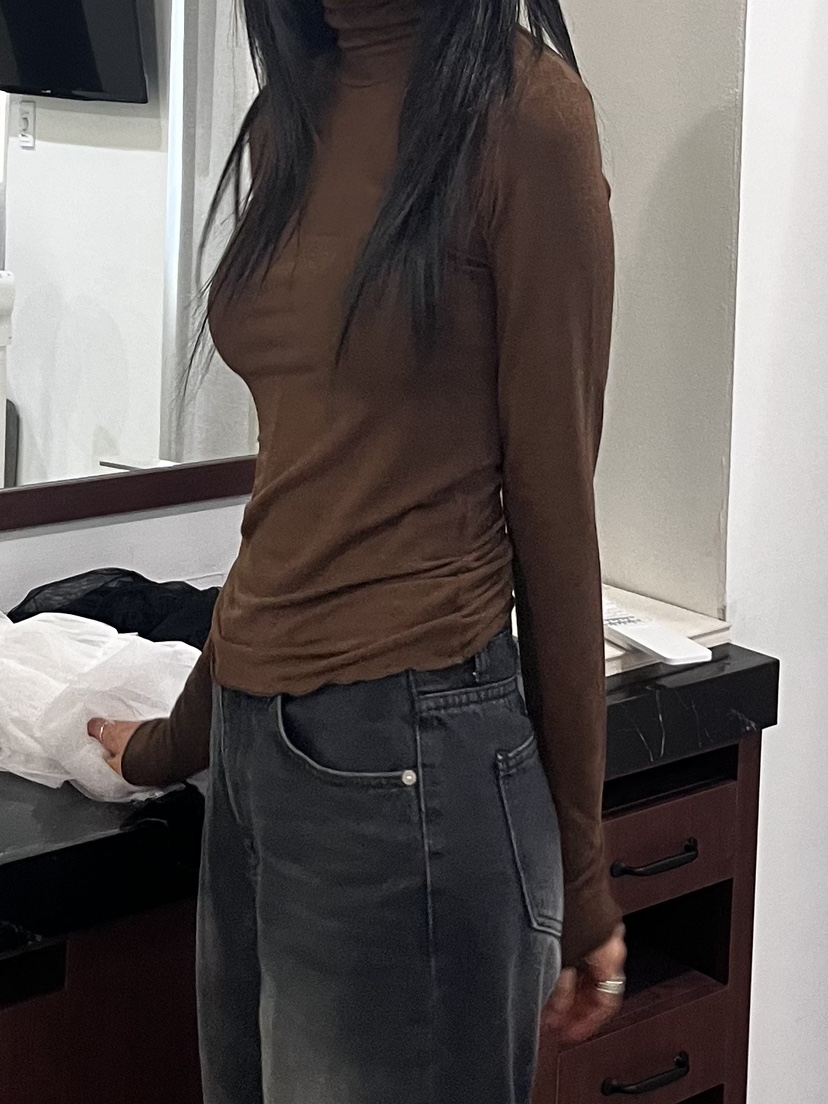 MARRON韓國直郵東大門實拍女裝新品熱賣休閑真品24秋冬長袖T恤PIN-UP長袖T恤