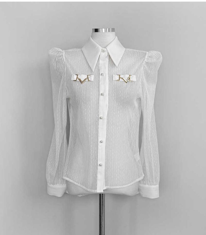 火Ⅱ-화투-T韓國直郵東大門實拍女裝新品24秋冬襯衫蕾絲衫火Ⅱ襯衫/蕾絲衫