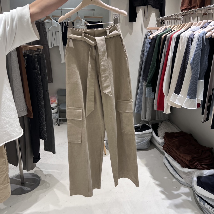 TOO HOT韓國直郵東大門實拍女裝新品職業休閑褲工裝褲腰帶TOO HOT休閑褲