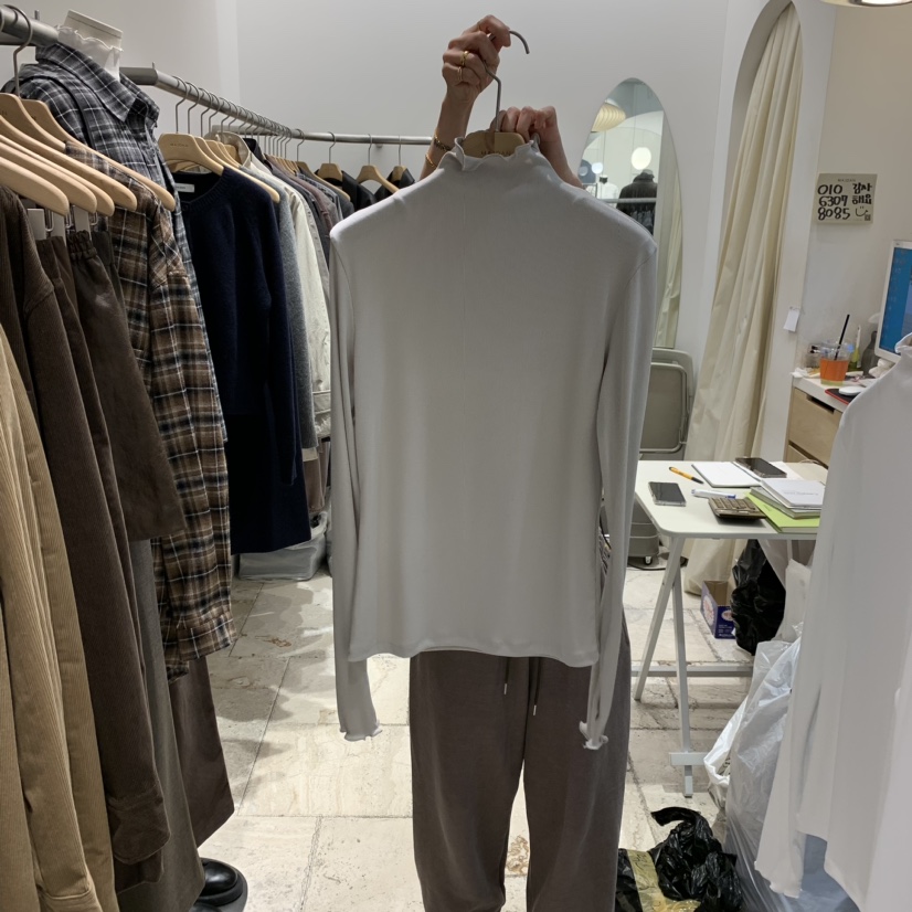 MAJDAN韓國直郵東大門實拍女裝新品24秋冬熱賣職業長袖T恤MAJDAN長袖T恤圖色2