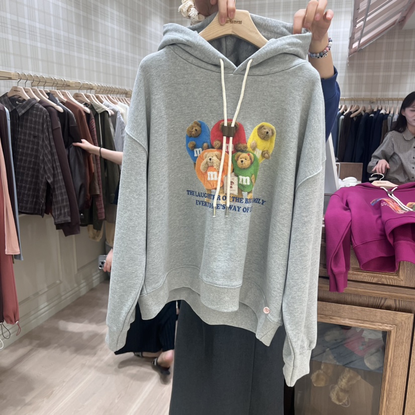 OURMOMENT直郵韓國代購女裝新款熱賣24秋冬休閑真品衛衣兜帽OURMOMENT衛衣