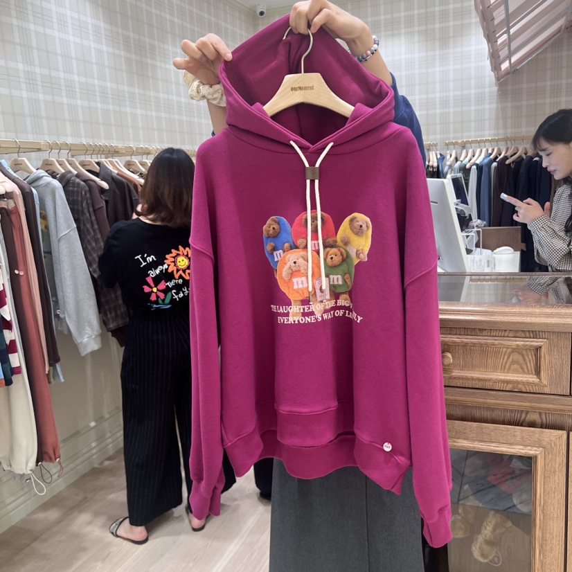OURMOMENT直郵韓國代購女裝新款熱賣24秋冬休閑真品衛衣兜帽OURMOMENT衛衣圖色2