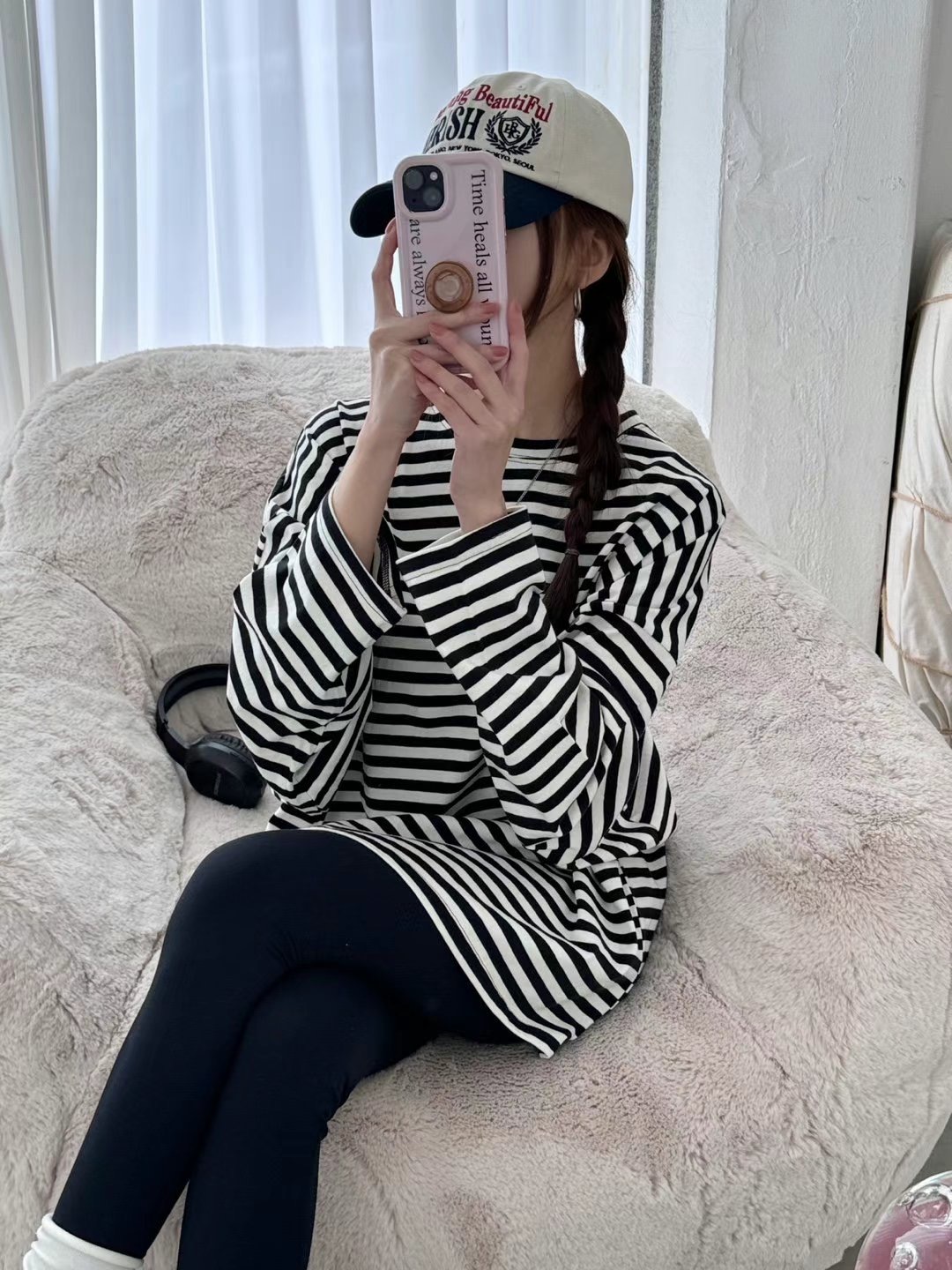 여우韓國直郵東大門代購女裝新款推薦時尚人氣職業24秋冬長袖T恤YOUE-NE長袖T恤