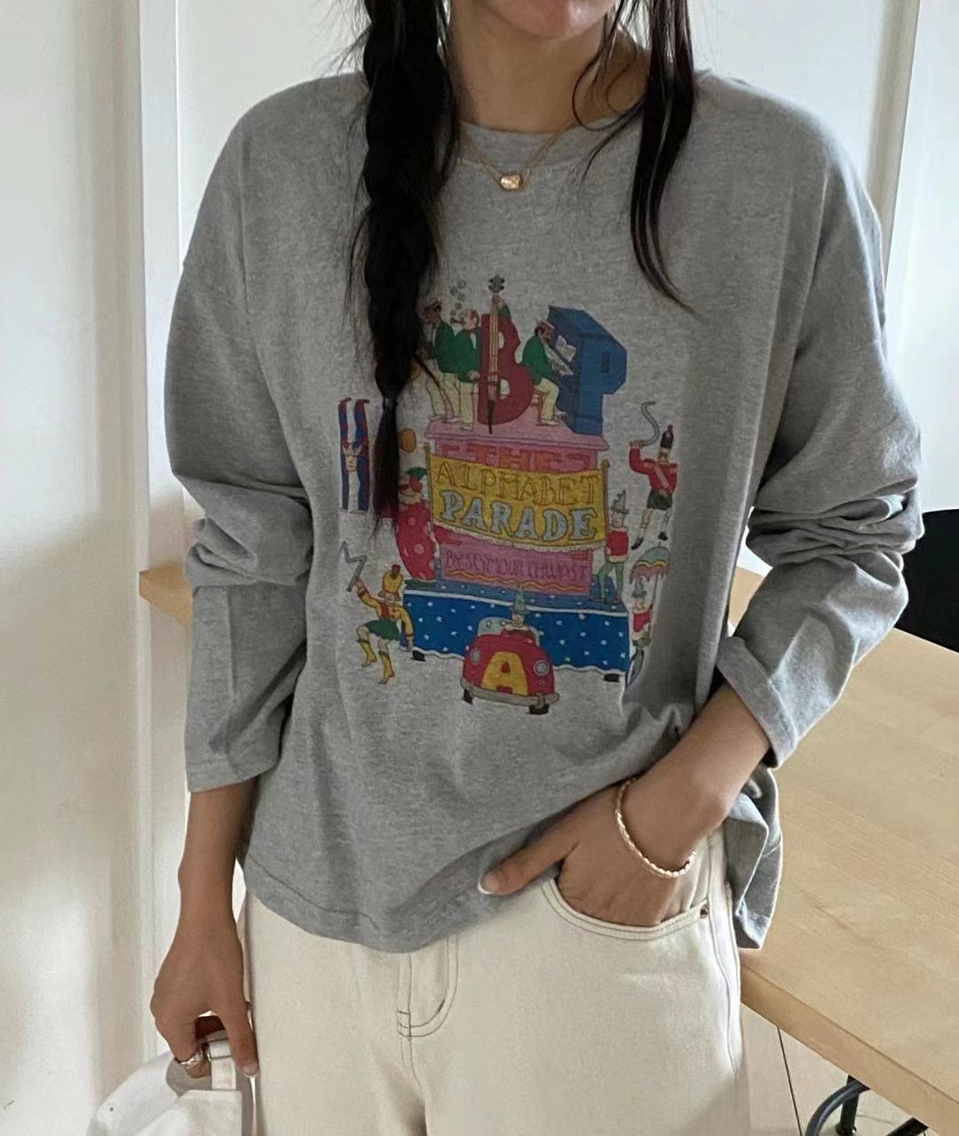 ANN DIANA韓國直郵女裝新品時尚人氣真品24秋冬職業長袖T恤ANN DIANA長袖T恤圖色2