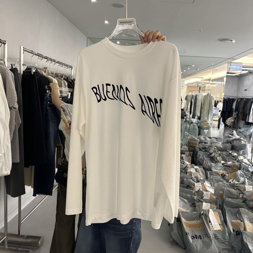 MAISONSTAFF/DOUBLE STANDARD/LE SMOKING韓國直郵女裝新款時尚長袖T恤MAISONSTAFF長袖T恤