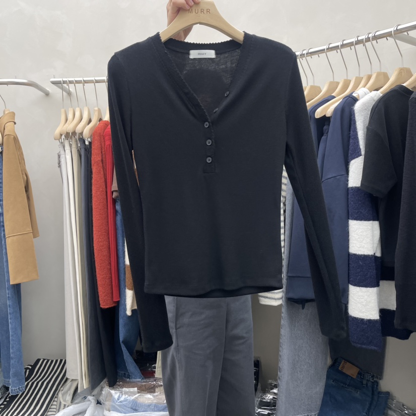 MURR直郵韓國代購女裝新品推薦24秋冬職業時尚熱賣長袖T恤MURR長袖T恤圖色2