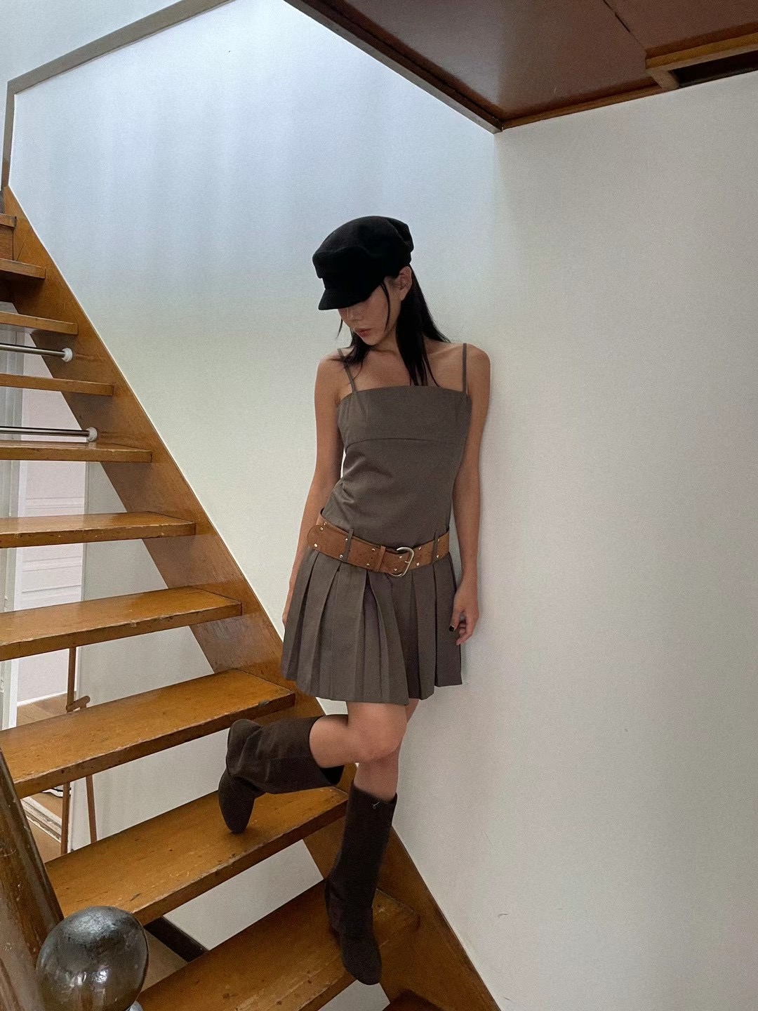 ADULT直郵韓國代購女裝新品休閑職業時尚真品熱賣連衣裙含腰帶ADULT連衣裙