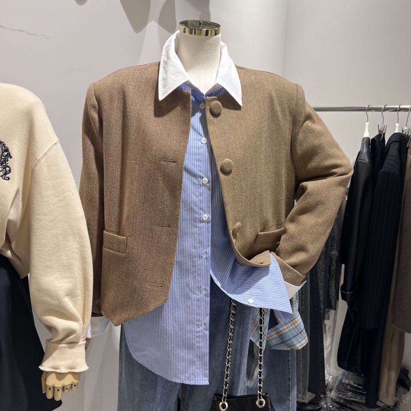 ZIPPER直郵韓國代購女裝新品時尚24秋冬真品熱賣職業夾克STICK WITH夾克圖色2