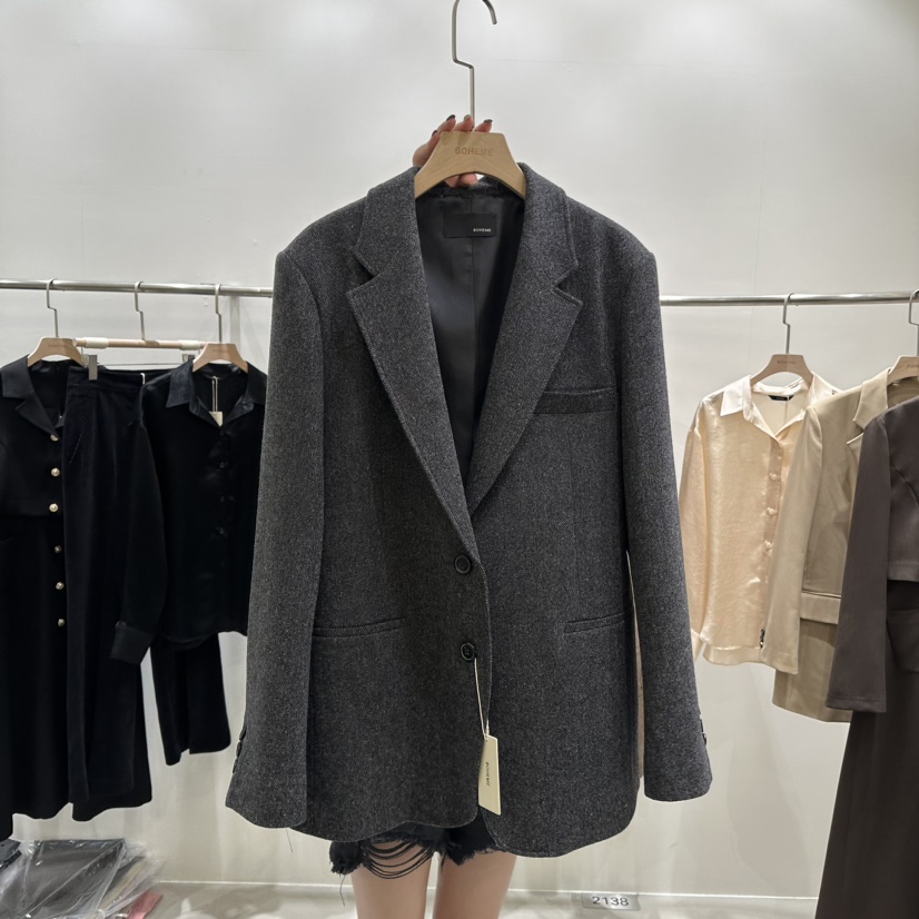 BOHEME韓國直郵女裝新品24秋冬休閑真品推薦時尚夾克羊駝毛BOHEME夾克圖色2