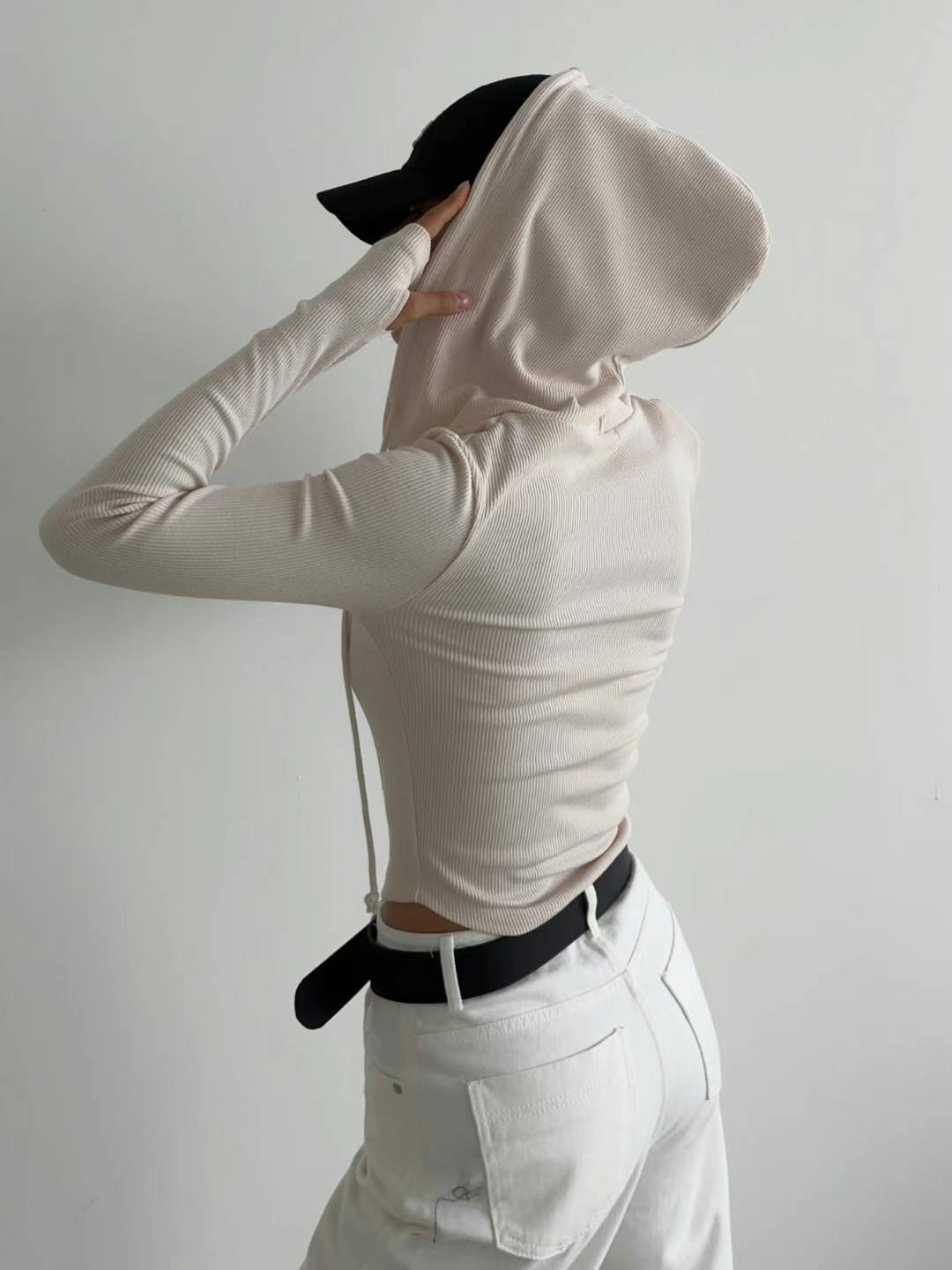 DOTNODI直郵韓國代購女裝新品職業熱賣人氣長袖T恤拉鏈連帽DOTNODI長袖T恤