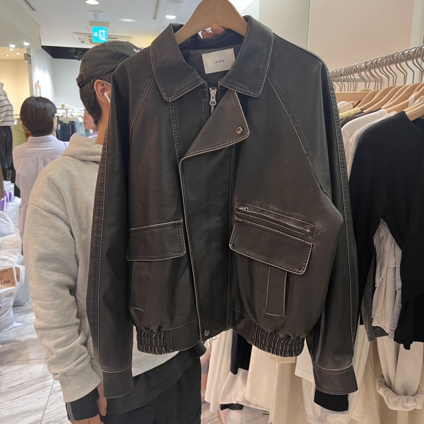 LENUE直郵韓國代購女裝新款真品24秋冬人氣職業推薦皮衣皮革LENUE皮衣圖色2
