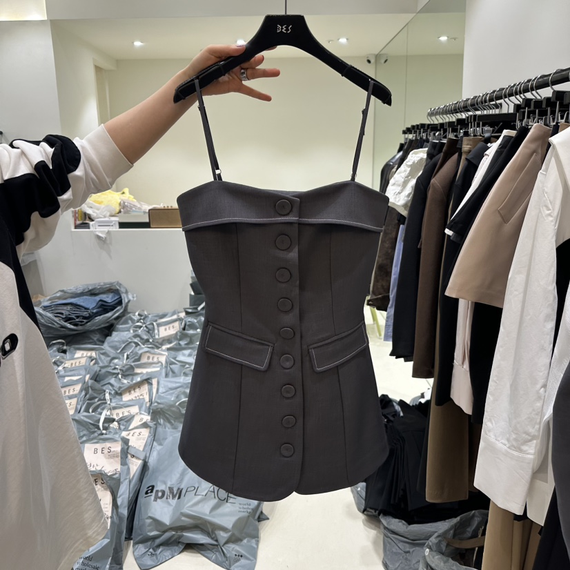 BES韓國直郵女裝新款休閑人氣推薦職業真品時尚熱賣吊帶背心BES吊帶/背心圖色3