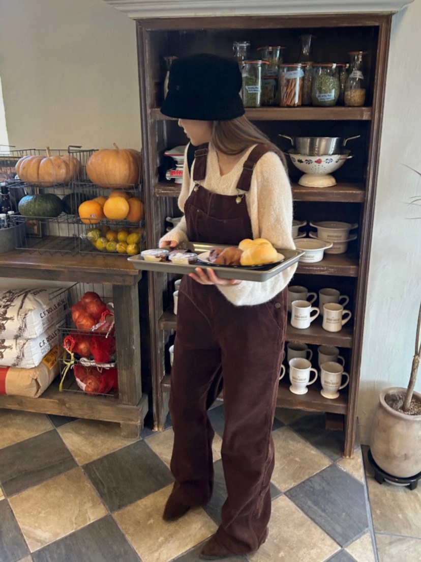 WOOD韓國直郵東大門實拍女裝新款休閑時尚24秋冬推薦背帶褲WOOD背帶褲