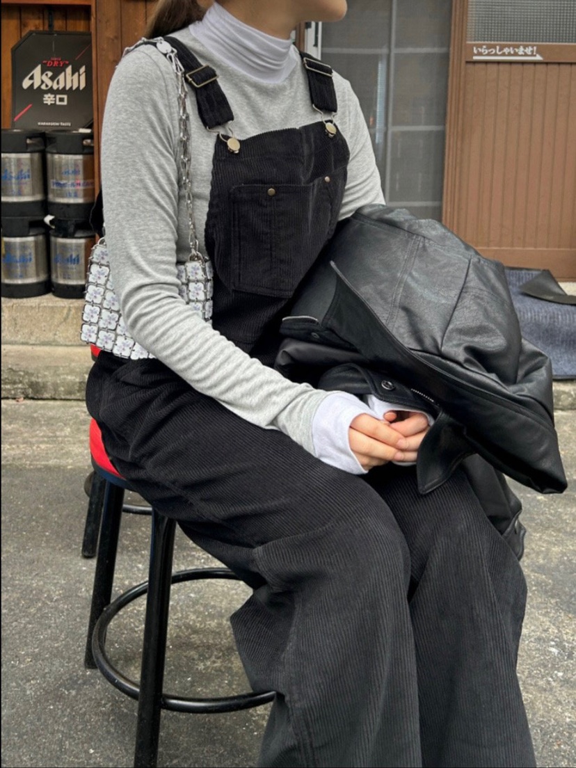 WOOD韓國直郵東大門實拍女裝新款休閑時尚24秋冬推薦背帶褲WOOD背帶褲