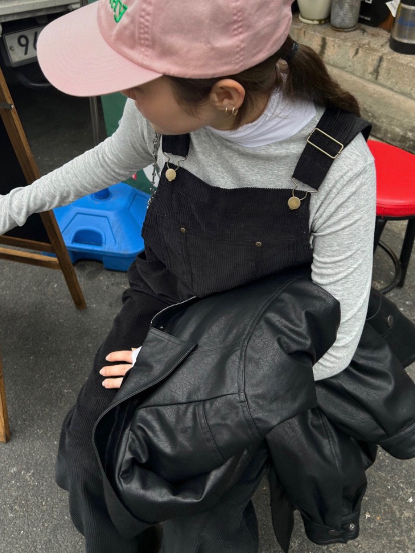 WOOD韓國直郵東大門實拍女裝新款休閑時尚24秋冬推薦背帶褲WOOD背帶褲