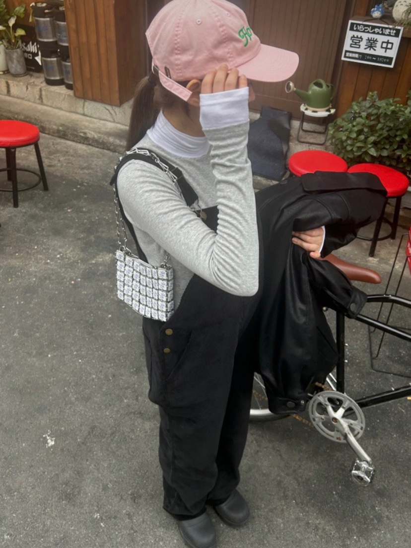 WOOD韓國直郵東大門實拍女裝新款休閑時尚24秋冬推薦背帶褲WOOD背帶褲