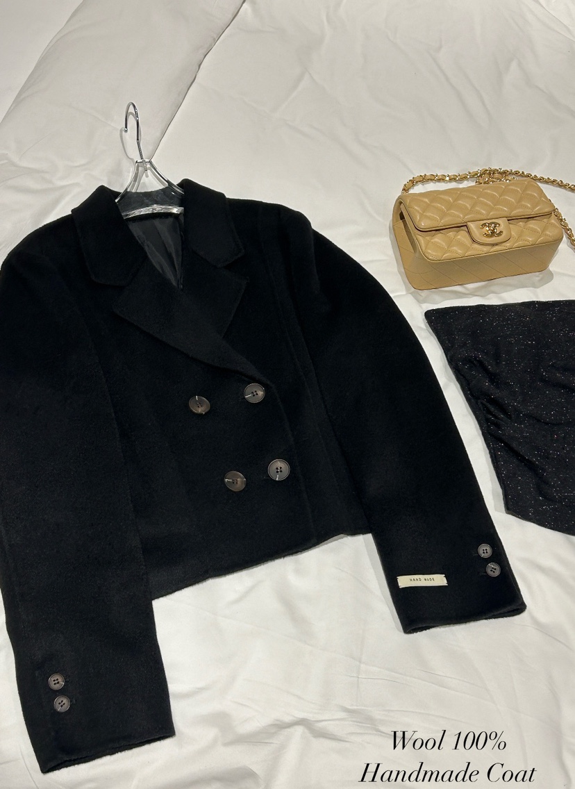 ON:UP直郵韓國代購女裝新款休閑真品時尚短款大衣手工制作MURMUR短款大衣