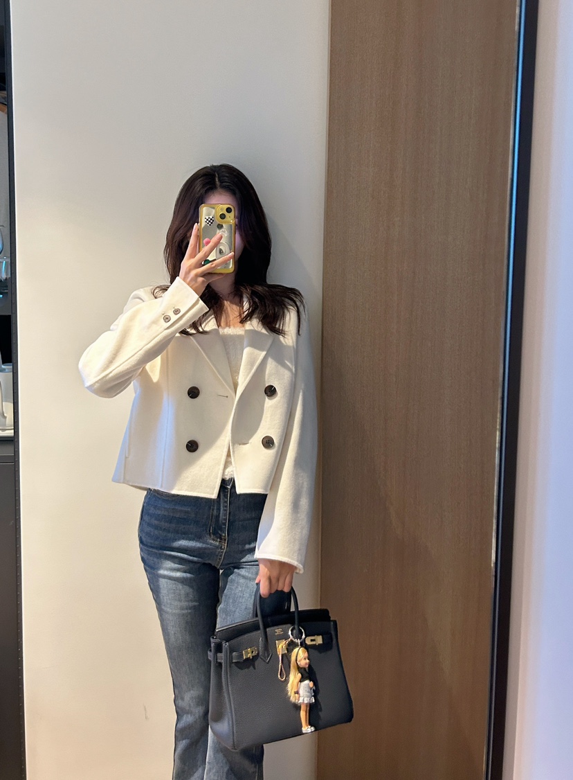 ON:UP直郵韓國代購女裝新款休閑真品時尚短款大衣手工制作MURMUR短款大衣