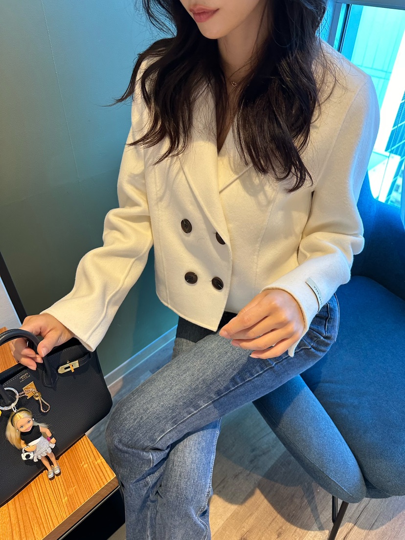 ON:UP直郵韓國代購女裝新款休閑真品時尚短款大衣手工制作MURMUR短款大衣