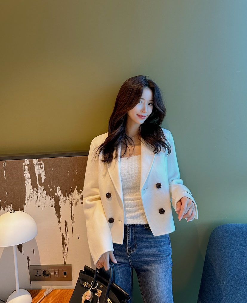 ON:UP直郵韓國代購女裝新款休閑真品時尚短款大衣手工制作MURMUR短款大衣