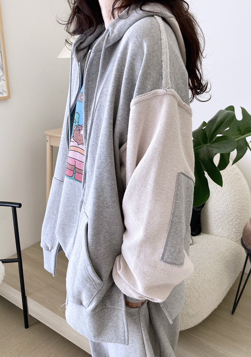 HANNA韓國直郵女裝新款人氣職業時尚熱賣推薦休閑衛衣拉鏈連帽HANNA衛衣