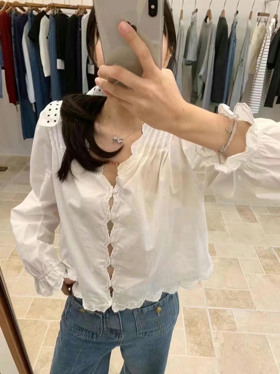 SSONG韓國直郵女裝新款24秋冬休閑推薦熱賣職業襯衫蕾絲衫SSONG襯衫/蕾絲衫