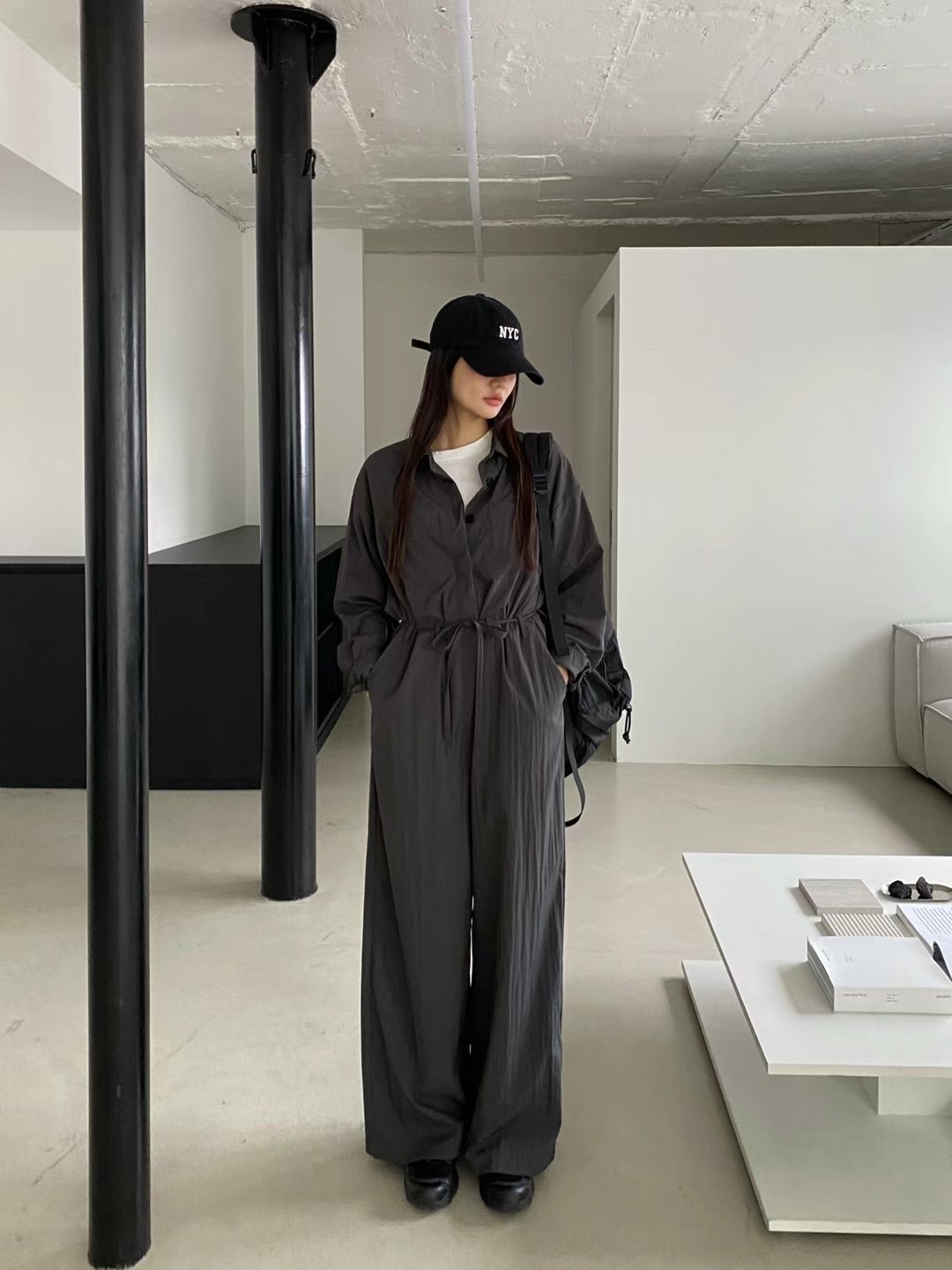 AUTHENTIC直郵韓國代購女裝新款推薦真品時尚人氣連體褲含腰繩AUTHENTIC連體褲