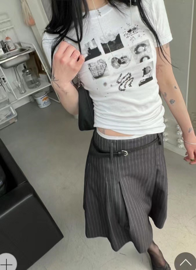 AUTHENTIC直郵韓國代購女裝新款推薦時尚半身裙中短裙含腰帶AUTHENTIC半身裙/中短裙