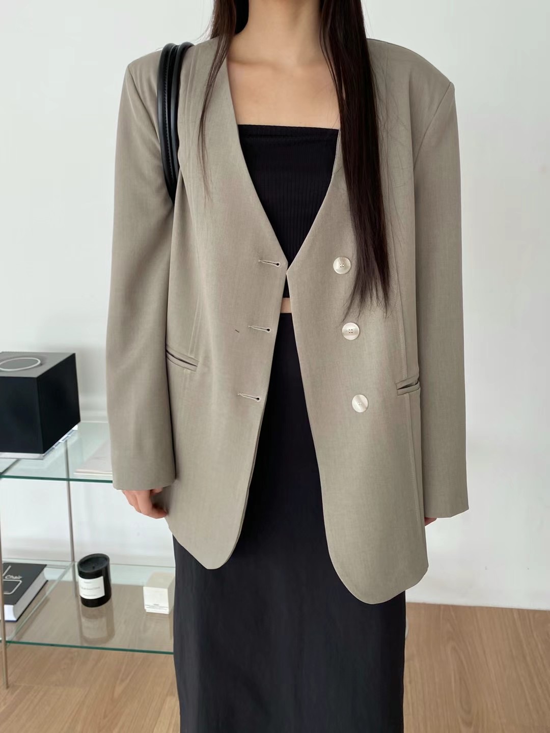 AUTHENTIC直郵韓國代購女裝新款24秋冬時尚休閑人氣熱賣夾克AUTHENTIC夾克圖色2