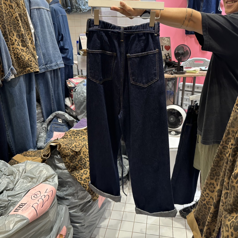ITZEL韓國直郵東大門代購女裝新品推薦時尚真品牛仔褲含腰繩ITZEL牛仔褲