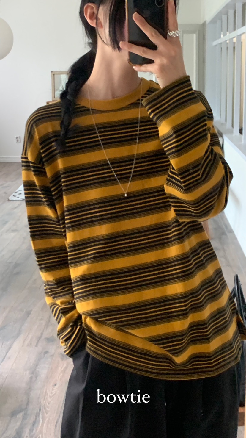 BOWTIE直郵韓國代購女裝新款休閑熱賣24秋冬人氣職業長袖T恤GLITTER長袖T恤