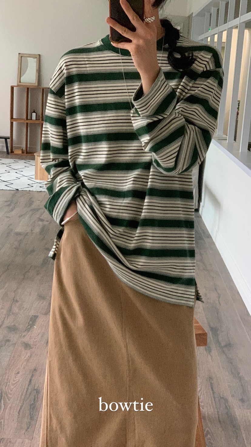 BOWTIE直郵韓國代購女裝新款休閑熱賣24秋冬人氣職業長袖T恤GLITTER長袖T恤
