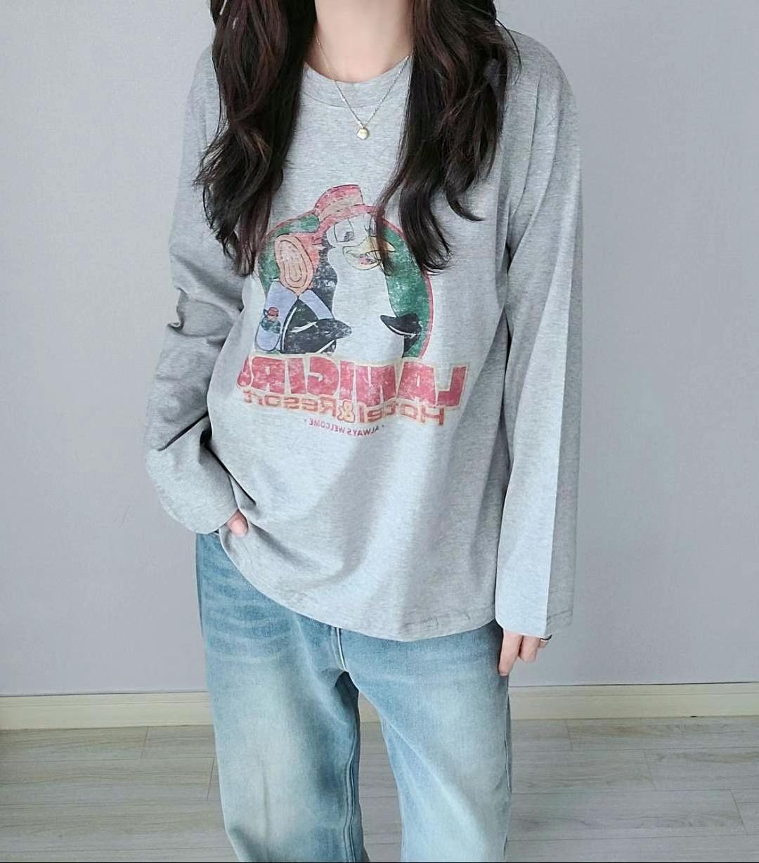 SSEN-쎈-T韓國直郵女裝新款24秋冬人氣熱賣休閑長袖T恤SSEN-쎈-T長袖T恤圖色2