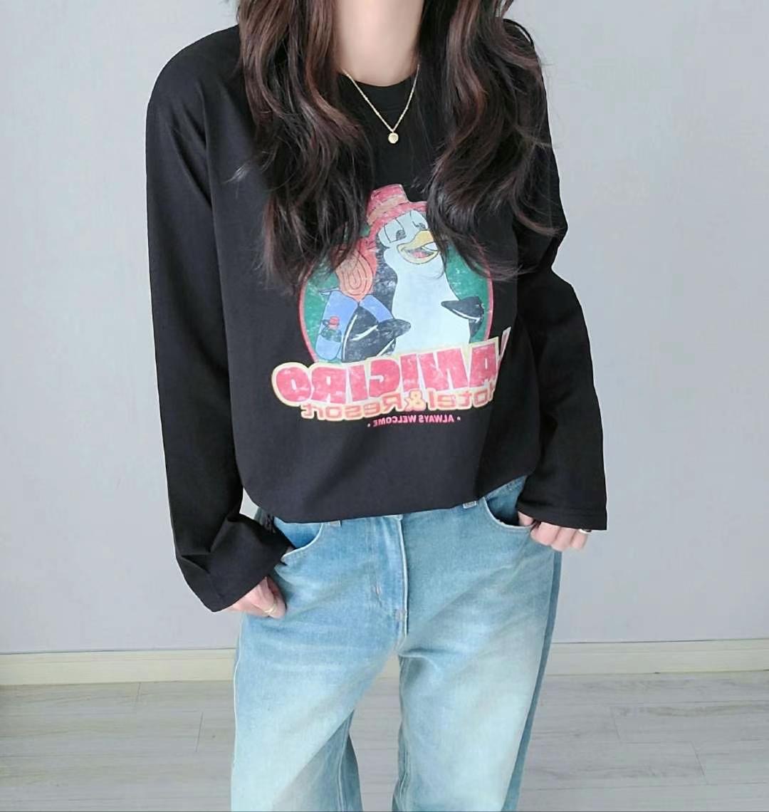 SSEN-쎈-T韓國直郵女裝新款24秋冬人氣熱賣休閑長袖T恤SSEN-쎈-T長袖T恤圖色3