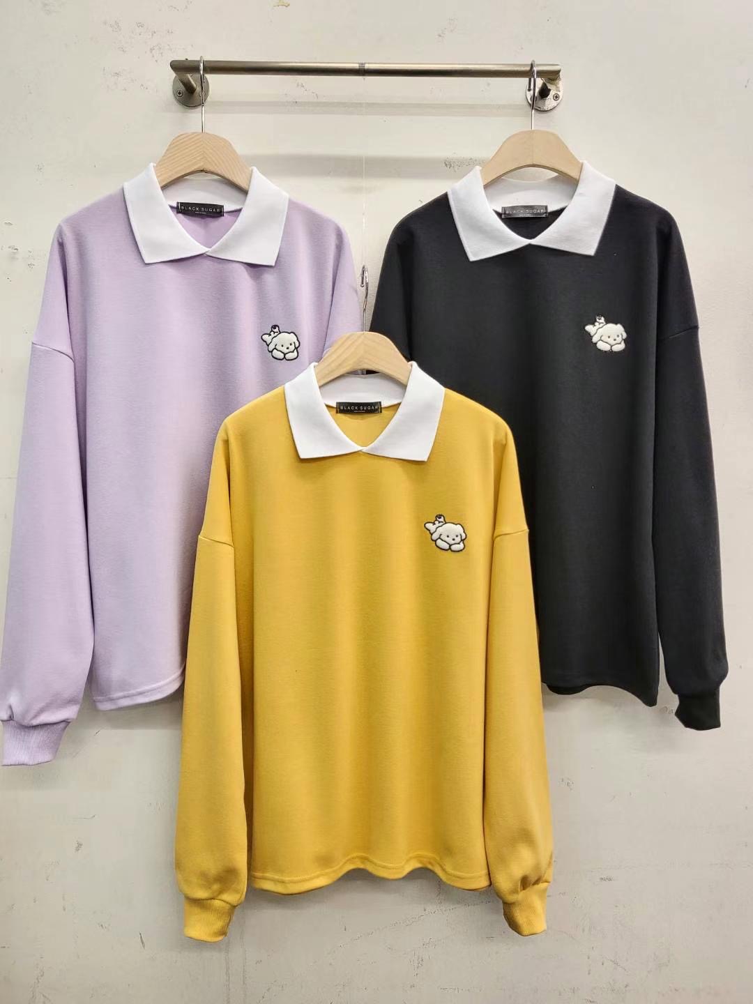 BLACK SUGAR韓國直郵東大門代購女裝新款推薦24秋冬衛衣刺繡BLACK SUGAR衛衣