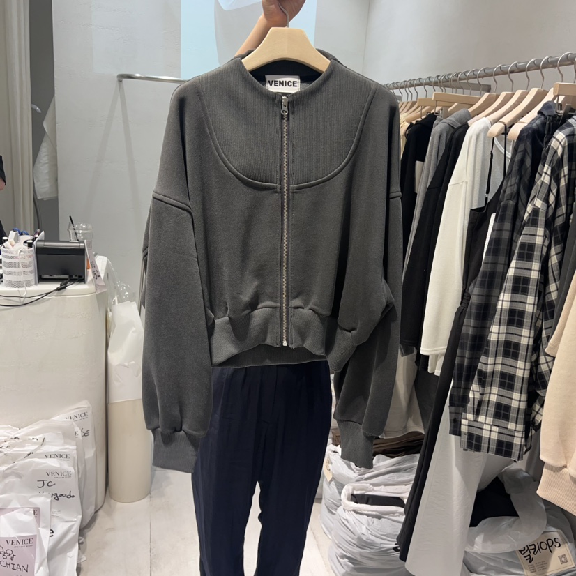 VENICE韓國直郵東大門實拍女裝新品真品24秋冬人氣衛衣拉鏈VENICE衛衣圖色2