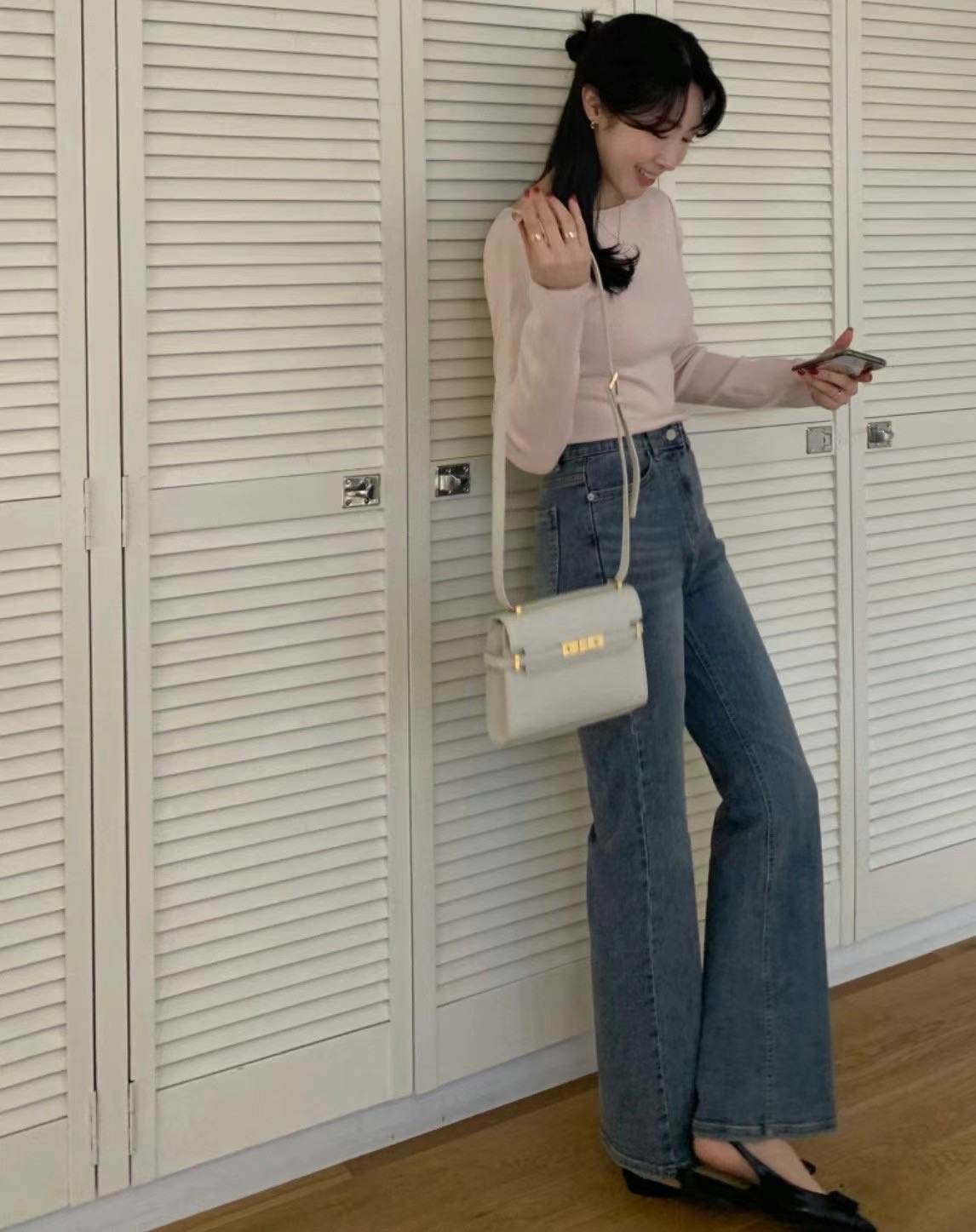 L+V+C韓國直郵東大門代購女裝新款熱賣休閑職業牛仔褲綁帶L_V_C牛仔褲