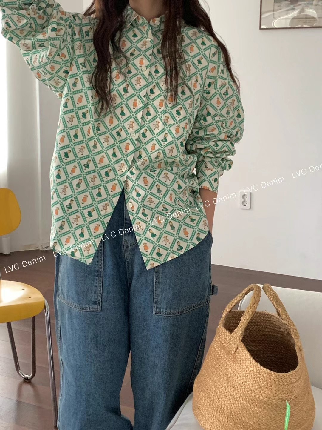 L+V+C韓國直郵東大門代購女裝新品24秋冬休閑襯衫蕾絲衫L_V_C襯衫/蕾絲衫