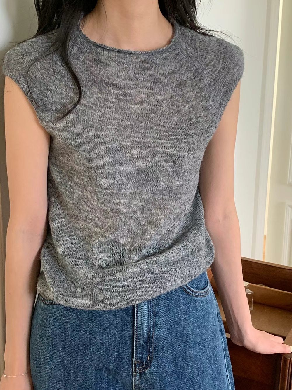 TDOUBLEJ韓國直郵東大門代購女裝新品人氣吊帶背心馬海毛羊毛TDOUBLEJ吊帶/背心圖色2