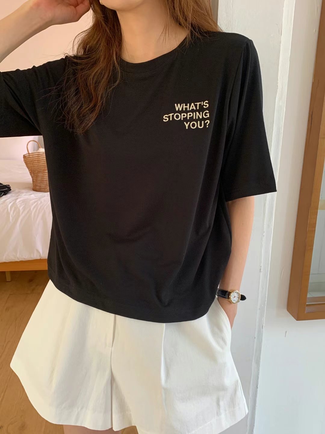 TDOUBLEJ韓國直郵東大門代購女裝新品推薦休閑人氣熱賣職業T恤TDOUBLEJT恤圖色3