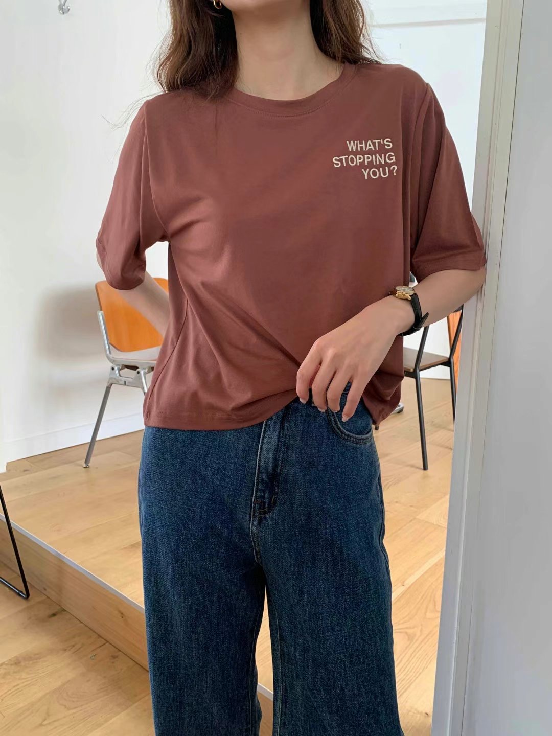 TDOUBLEJ韓國直郵東大門代購女裝新品推薦休閑人氣熱賣職業T恤TDOUBLEJT恤圖色4