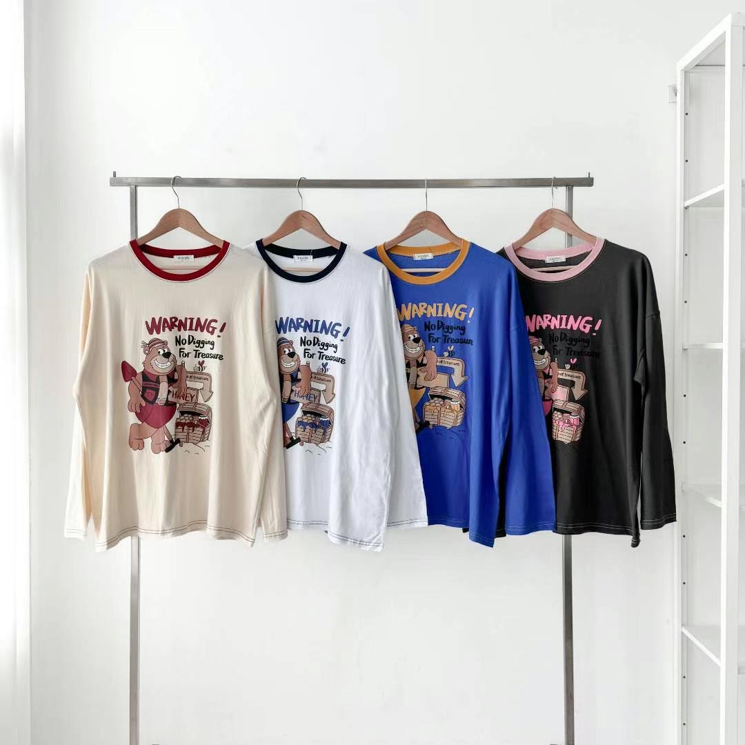 BCLOTHES-ot直郵韓國代購女裝新款休閑24秋冬熱賣長袖T恤BCLOTHES長袖T恤圖色2左二色