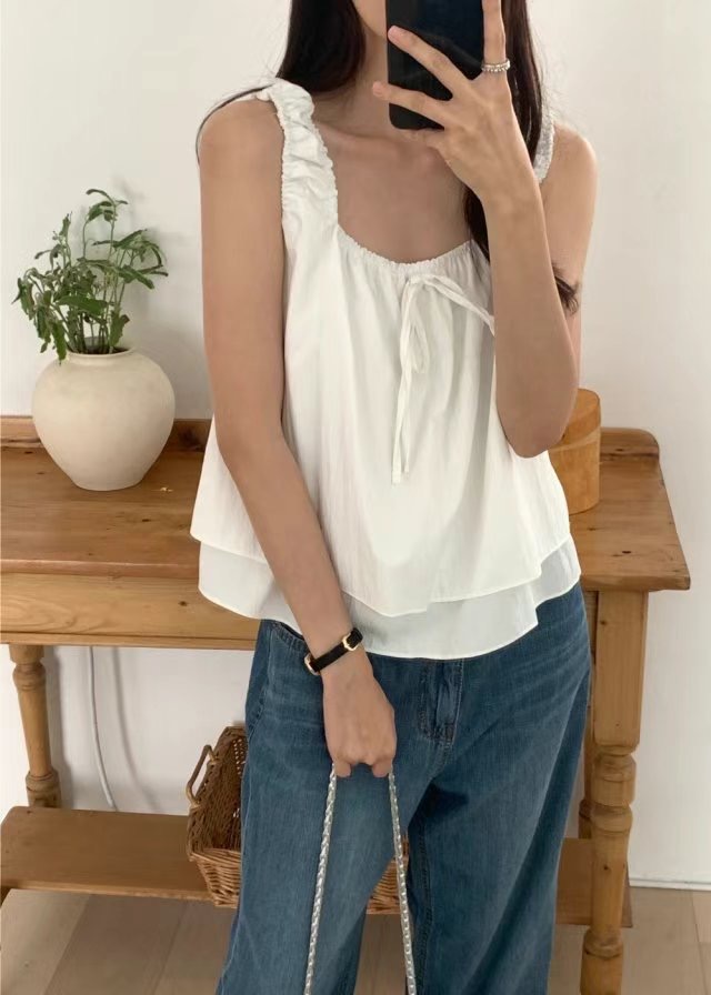 POMELO韓國直郵東大門代購女裝新款時尚休閑人氣吊帶背心綁帶POMELO吊帶/背心