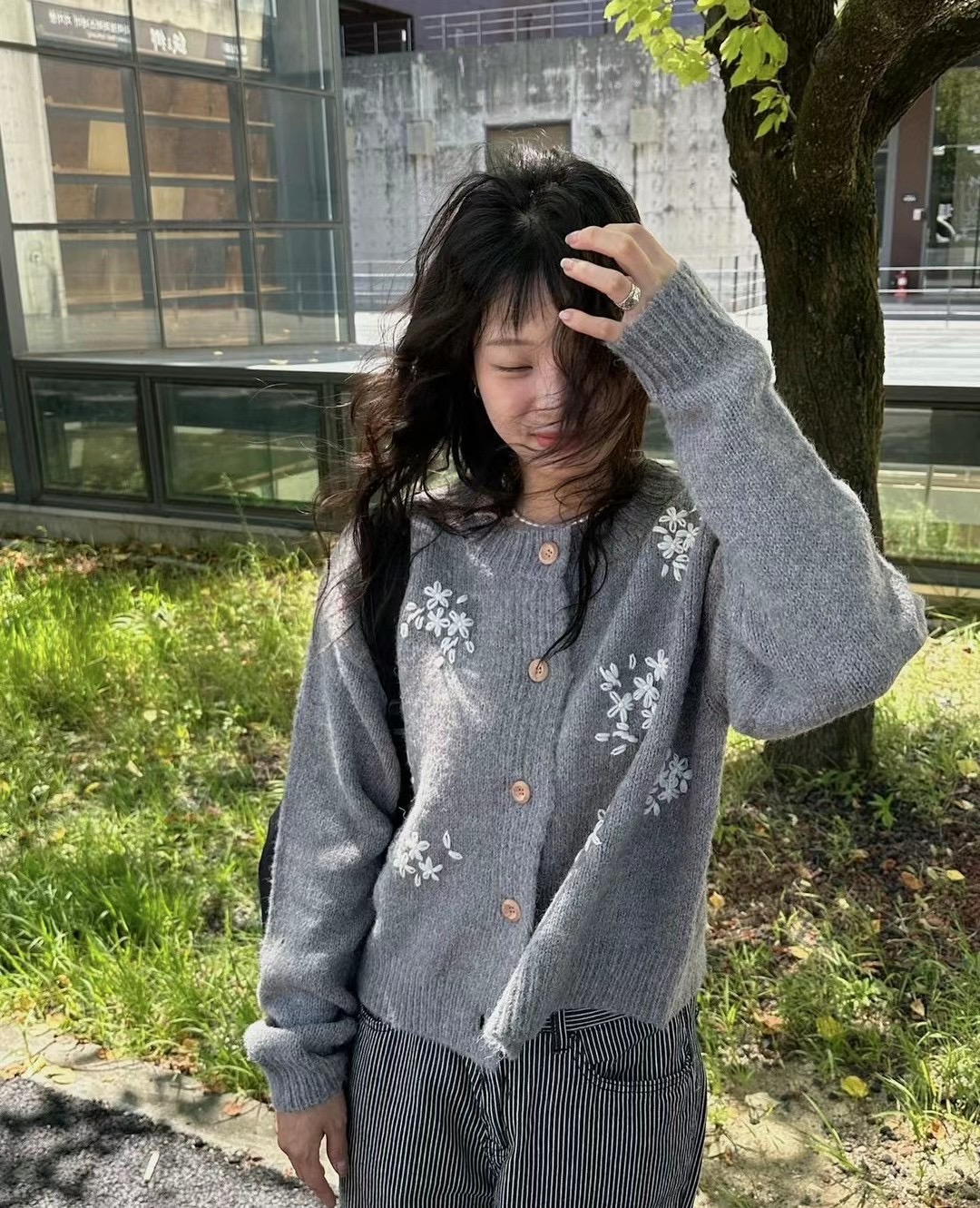 PEPPER韓國直郵東大門代購女裝新品休閑熱賣真品針織衫刺繡PEPPER-OT針織衫