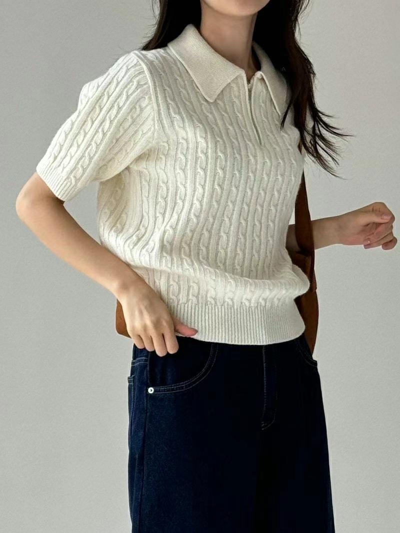 BARISTAR韓國直郵東大門代購女裝新品時尚24秋冬針織衫拉鏈MAY SEVEN針織衫