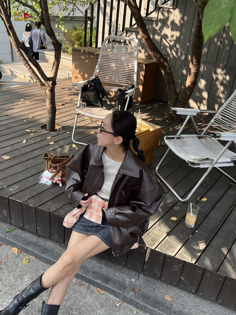 SUNDER MARKET韓國直郵東大門代購女裝新款真品夾克皮革腰帶SUNDER MARKET夾克