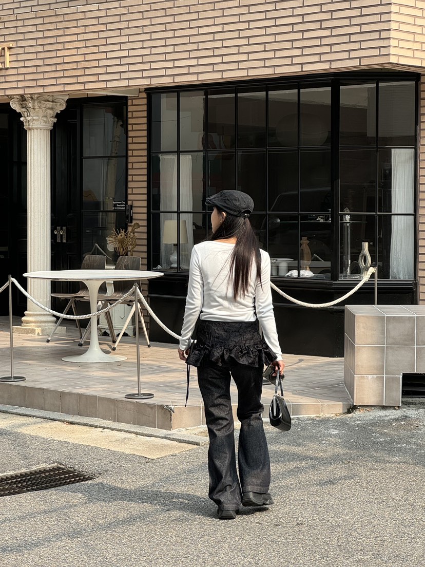 SUNDER MARKET韓國直郵女裝新品24秋冬熱賣休閑真品長袖T恤SUNDER MARKET長袖T恤