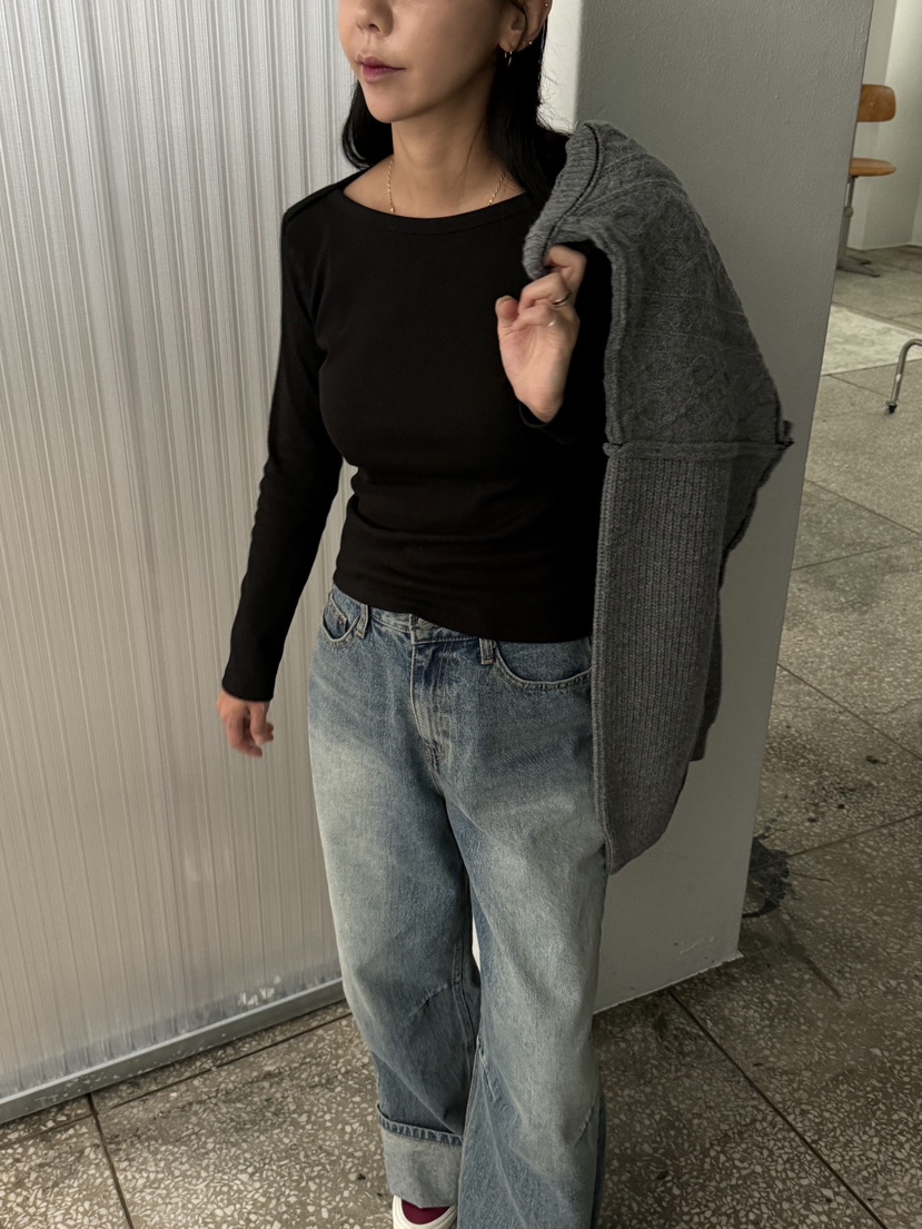 SUNDER MARKET韓國直郵女裝新品24秋冬熱賣休閑真品長袖T恤SUNDER MARKET長袖T恤
