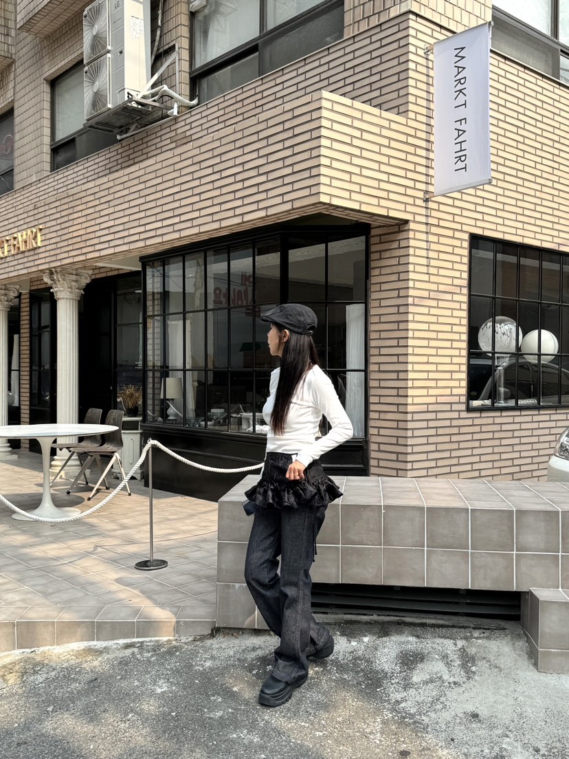 SUNDER MARKET韓國直郵女裝新品24秋冬熱賣休閑真品長袖T恤SUNDER MARKET長袖T恤