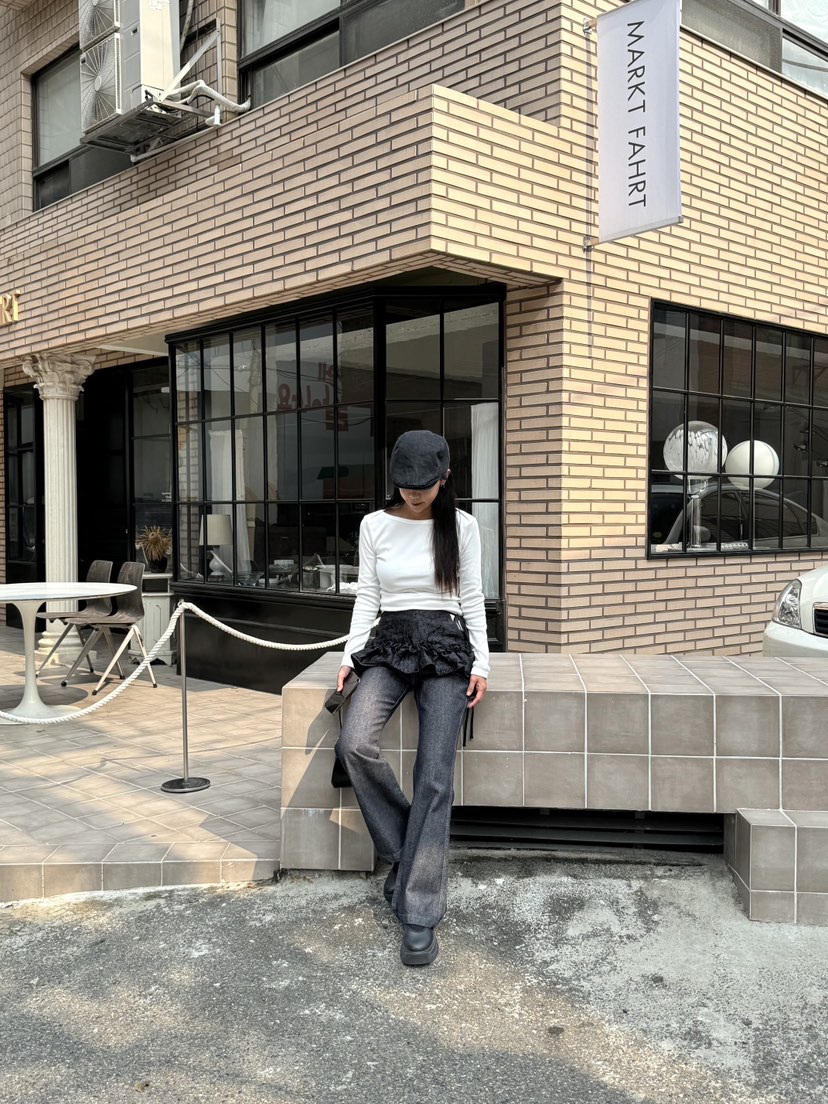 SUNDER MARKET韓國直郵女裝新品24秋冬熱賣休閑真品長袖T恤SUNDER MARKET長袖T恤